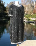 Black Grey Sparkle Raised Beaded Design Dress