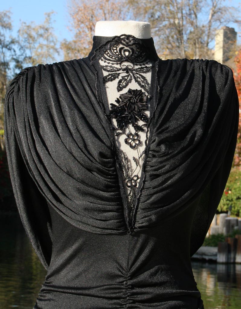 Black Lace Top Form Figured Strapless With Bottom Ruffles Dress