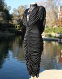 Black Lace Top Form Figured Strapless With Bottom Ruffles Dress