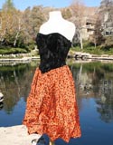 BBlack Orange Leopard Pattern Mini Dress