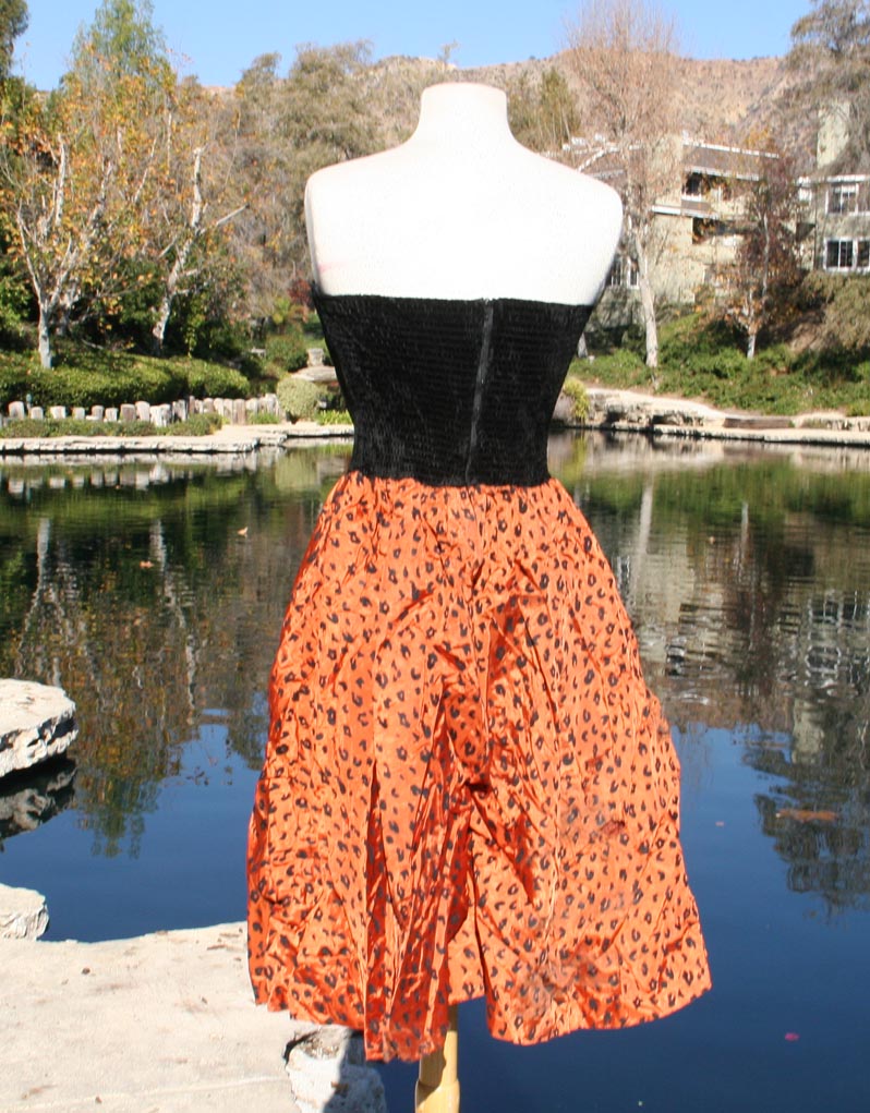 Black Orange Leopard Pattern Mini Dress