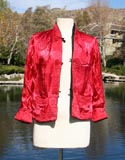 Black Red Reversible Traditional Chinese Crop Jacket