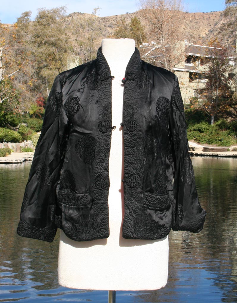 Black Red Reversible Traditional Chinese Crop Jacket