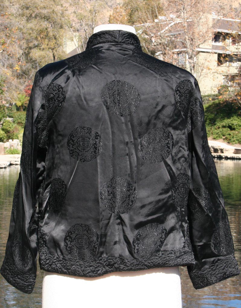Black Red Reversible Traditional Chinese Crop Jacket