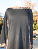 Black Robe Dress With Kametic Like Patterned Borders