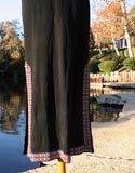 Black Robe Sheevless Dress With Kametic Like Patterned Borders