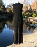 Black Robe Sheevless Dress With Kametic Like Patterned Borders