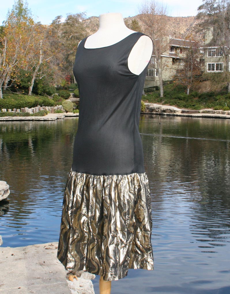 Black Sheer Top Gold Sparkle Bottom Dress