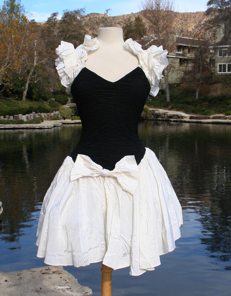 Black Sleeveless Ruffle Rouched Top With Bow Bottom Mini Dress
