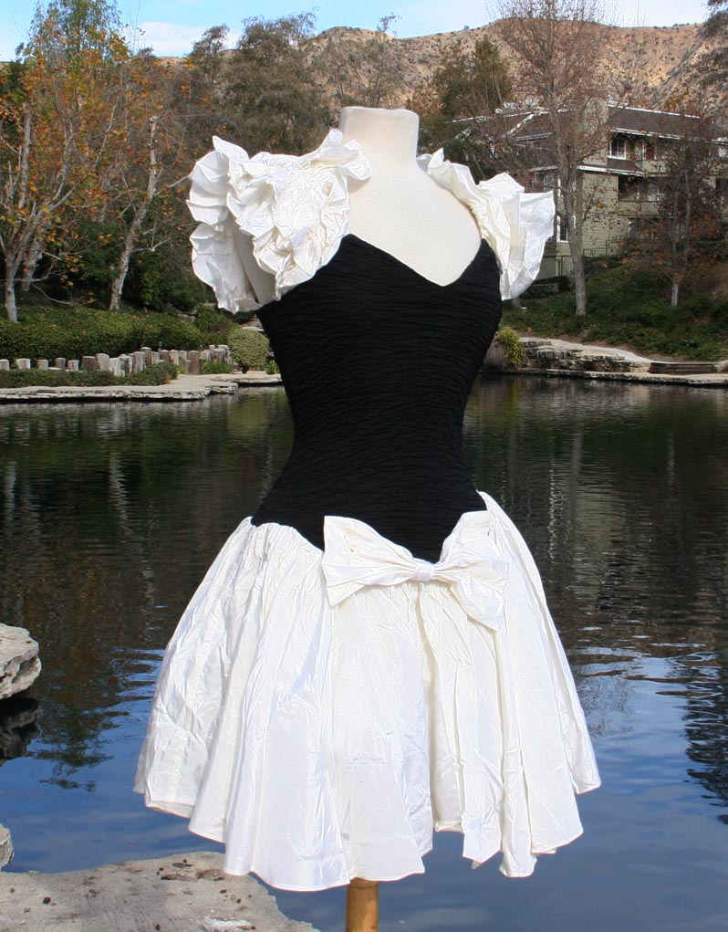 Black Sleeveless Ruffle Rouched Top With Bow Bottom Mini Dress