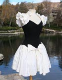 Black Sleeveless Ruffle Rouched Top With Bow Bottom Mini Dress