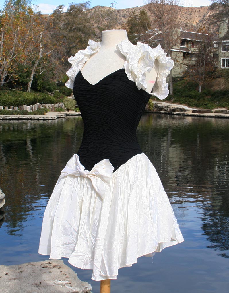 Black Sleeveless Ruffle Rouched Top With Bow Bottom Mini Dress