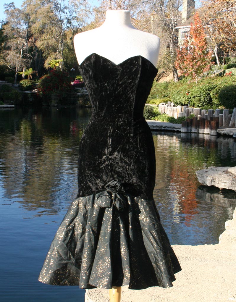 Black Strapless Velvet Like Top And Mermaid Bottom Dress