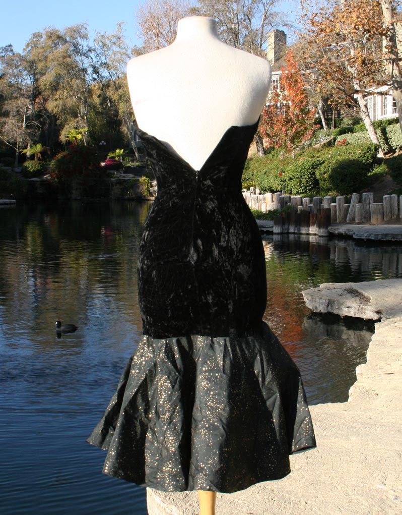 Black Strapless Velvet Like Top And Mermaid Bottom Dress