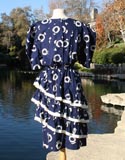 Blue Layered Ruffles With O Pattern Dress