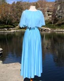 Blue Powder Sheer Top Cape Pleated Bottom Dress