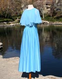 Blue Powder Sheer Top Cape Pleated Bottom Dress