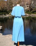 Blue Powder Sheer Top Cape Pleated Bottom Dress