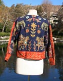 Blue Red Flower Horse Pattern Design Crop Jacket