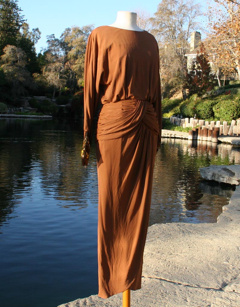 Brown Dress With Indian Yellow Stone Design