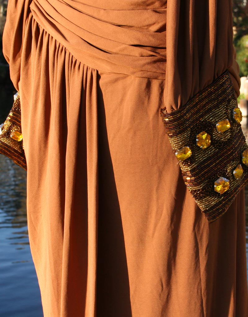 Brown Dress With Indian Yellow Stone Design