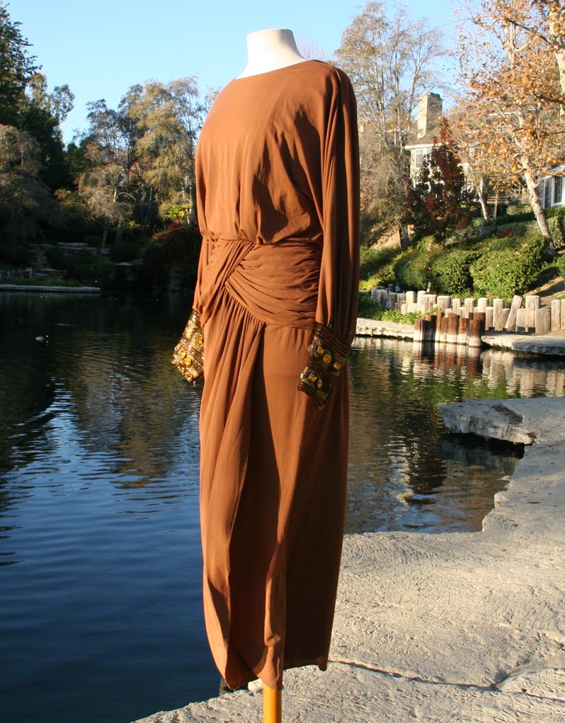 Brown Dress With Indian Yellow Stone Design