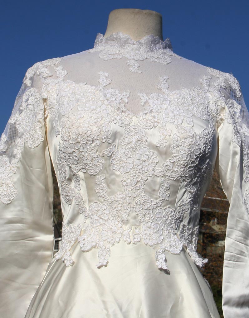 White Lace Top Wedding With Train